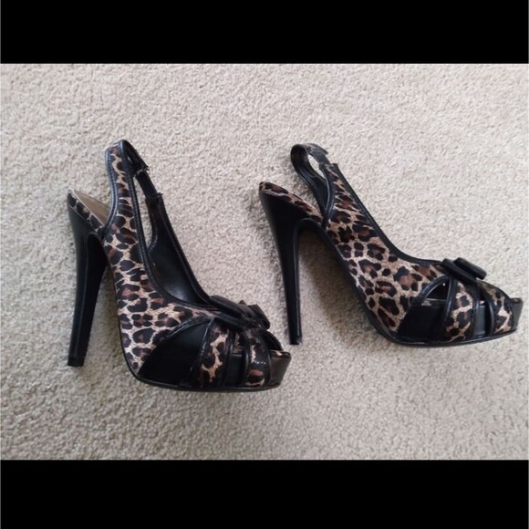RARE Animal Print Leopard Stilettos Size 6.5M 1" Platform/5.5" Heel - Picture 7 of 11